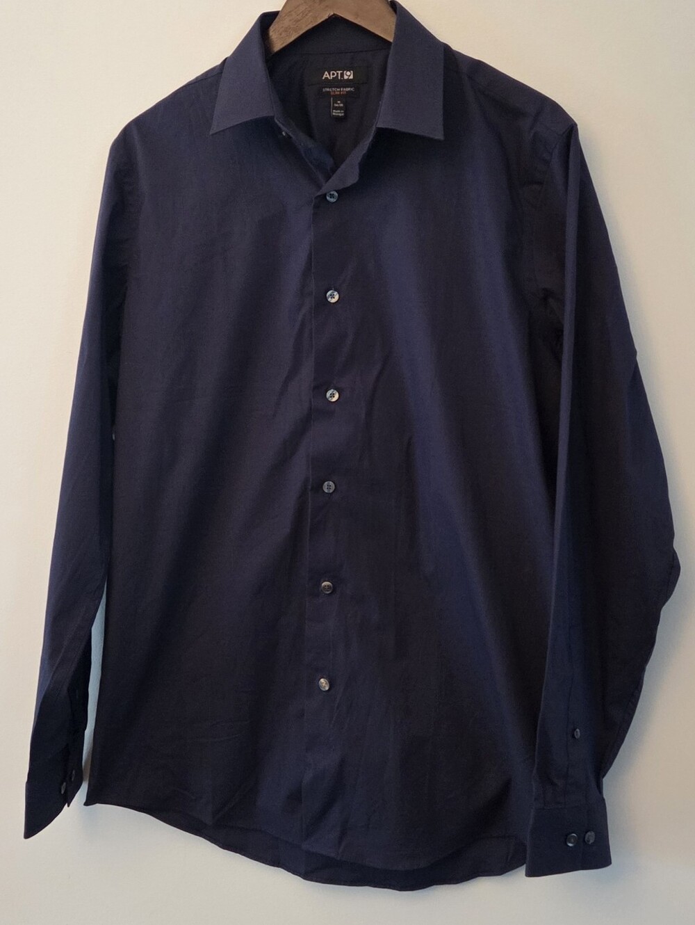 APT. 9 Men's Dark Navy Stretch Slim Fit Button-Up Dress Shirt Size 16
